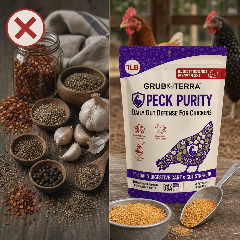 Chili flakes and folk remedies compared with Peck Purity
