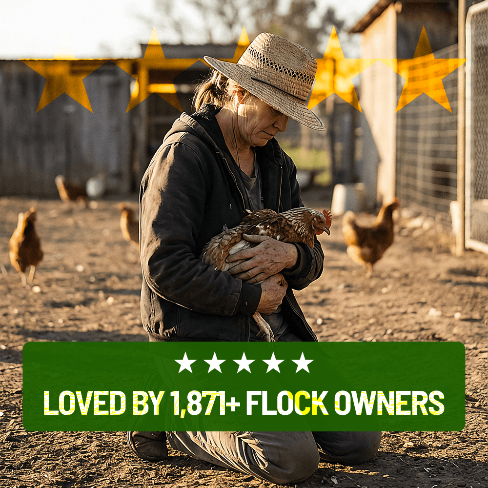 Farmer holding a chicken — loved by 1,871+ flock owners
