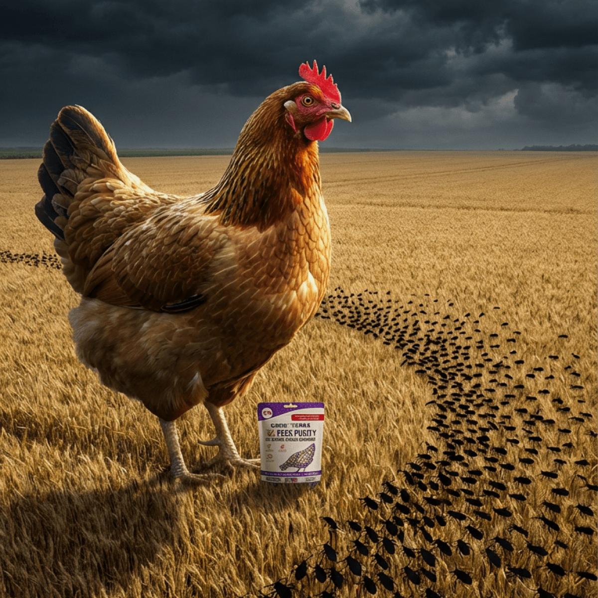 Diatomaceous earth disrupting parasites in a chicken's gut