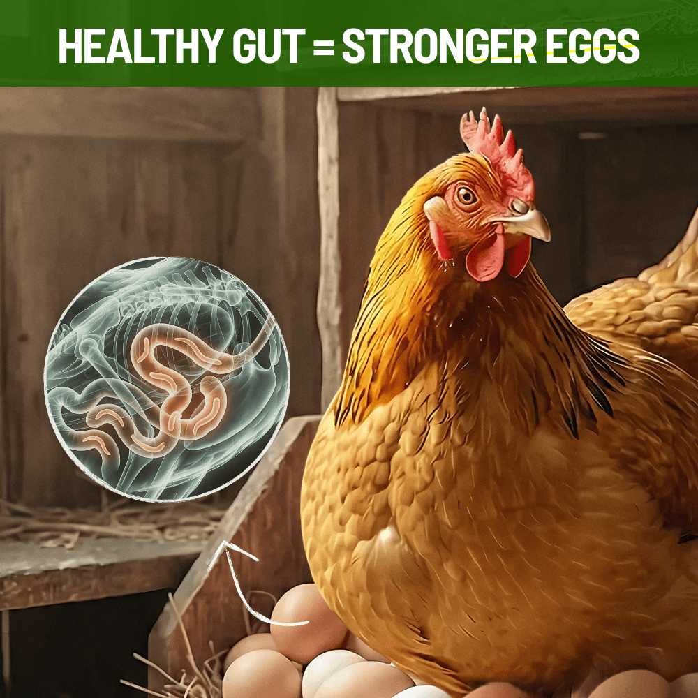 Eggs with worms on them in a hay nest