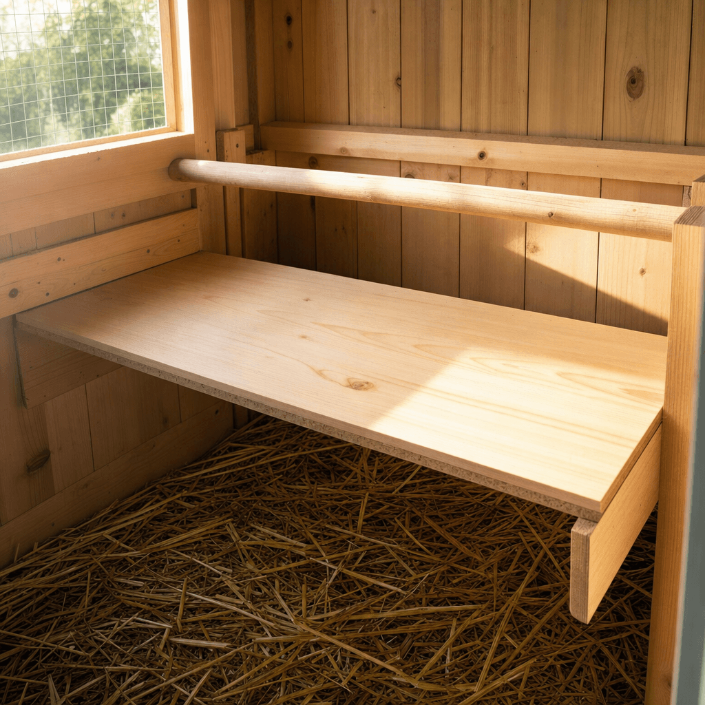 Healthy backyard flock with cleaner roost boards