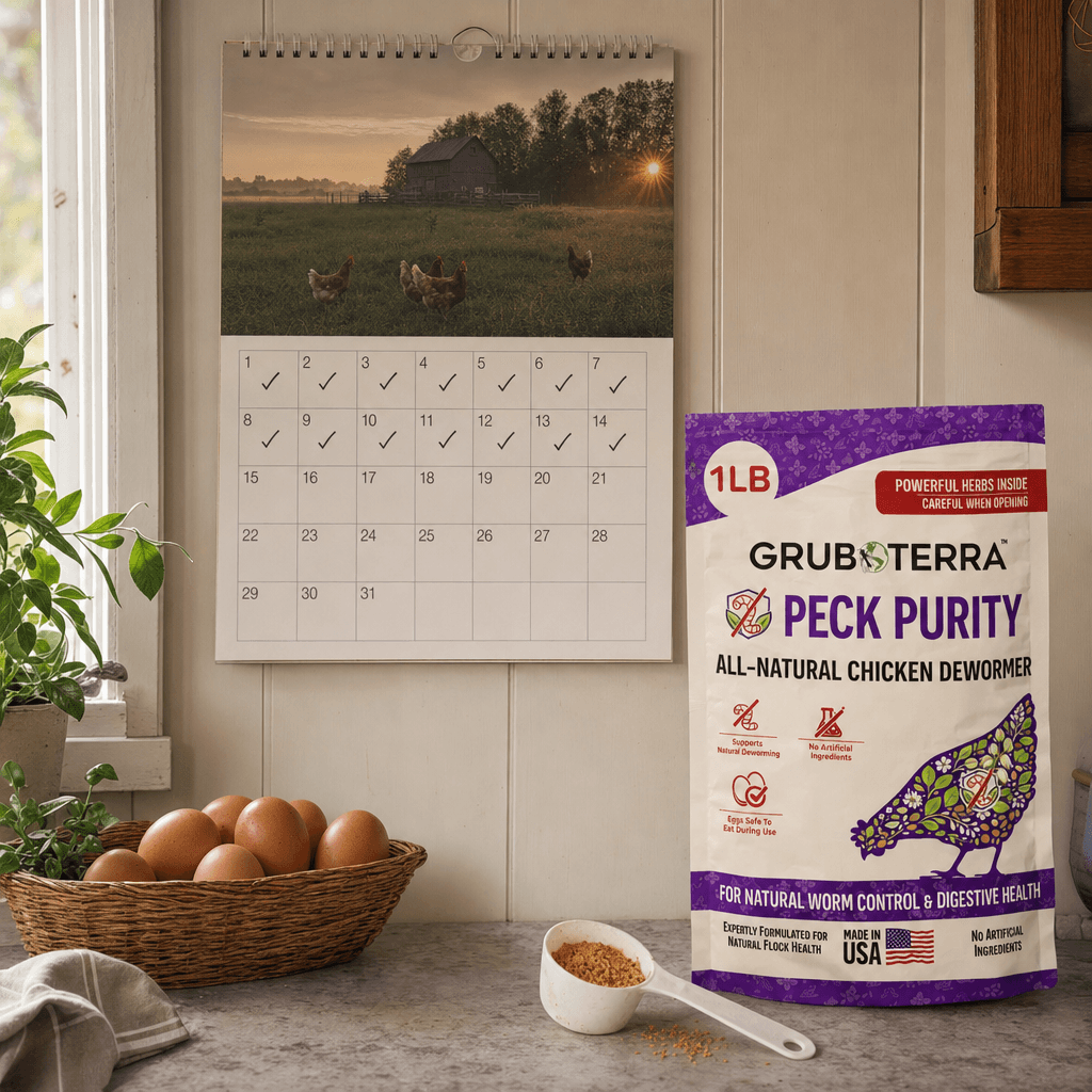 Two-week daily chicken feed routine